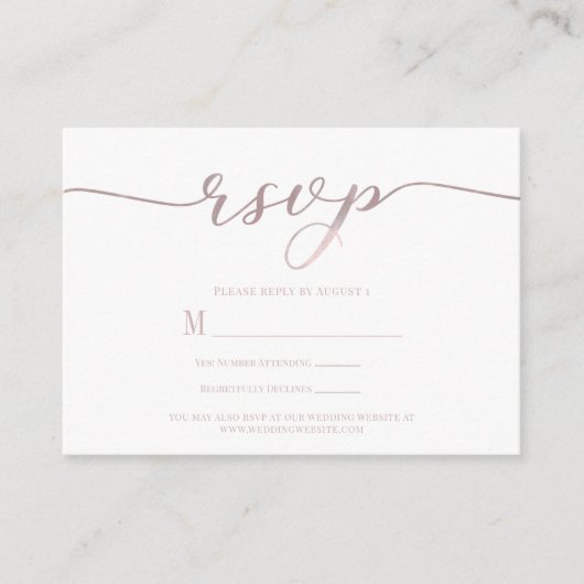 R.S.V.P. Wedding Reply Enclosure Kaart Roze Script (Voorkant)