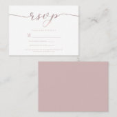 R.S.V.P. Wedding Reply Enclosure Kaart Roze Script Visitekaartje (Voorkant / Achterkant)