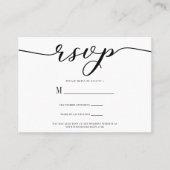 R.S.V.P. Wedding Reply Enclosure Kaart Zwart Scrip Visitekaartje (Voorkant)