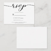 R.S.V.P. Wedding Reply Enclosure Kaart Zwart Scrip Visitekaartje (Voorkant / Achterkant)