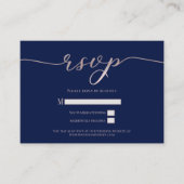 R.S.V.P. Wedding Reply Enclosure Marine Roze Scrip Visitekaartje (Voorkant)