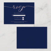 R.S.V.P. Wedding Reply Enclosure Marine Roze Scrip Visitekaartje (Voorkant / Achterkant)