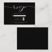 R.S.V.P. Wedding Reply Enclosure Zwart Roze Script Informatiekaartje (Voorkant / Achterkant)