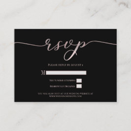 R.S.V.P. Wedding Reply Enclosure Zwart Roze Script Informatiekaartje