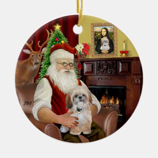 R-Santa-Shih Tzu (P) Keramisch Ornament (Voorkant)