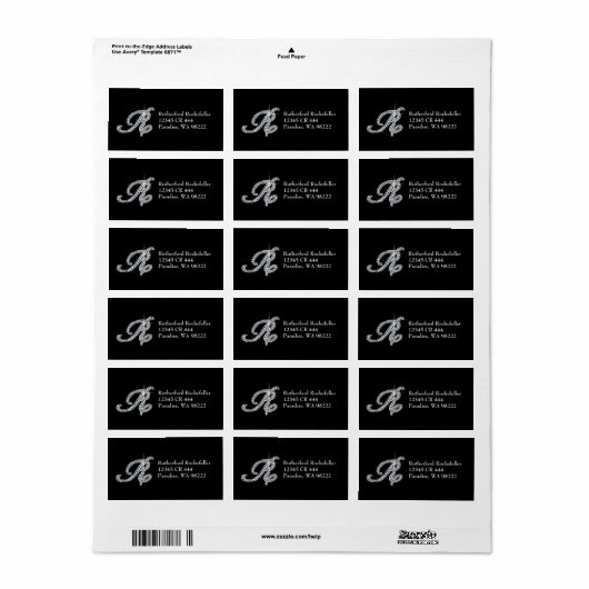 R script "Diamond Bling" Label (Full Sheet)