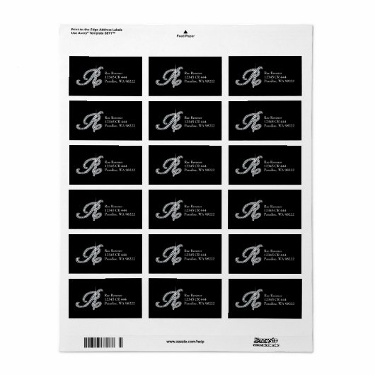 R Script "Diamond Bling"-label Etiket (Full Sheet)