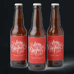 R-script "Merry Christmas" gepersonaliseerd Bier Etiket<br><div class="desc">Het fancy Manuscript "Kerst van de Zure" Persoonlijk ontwerp.</div>