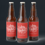 R-script "Merry Christmas" gepersonaliseerd Bier Etiket<br><div class="desc">Het fancy Manuscript "Kerst van de Zure" Persoonlijk ontwerp.</div>