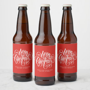 R-script "Merry Christmas" gepersonaliseerd Bier Etiket