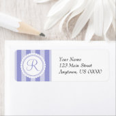 R Snoep Striper Monogram Adresetiketten (Paars) Etiket (Insitu)