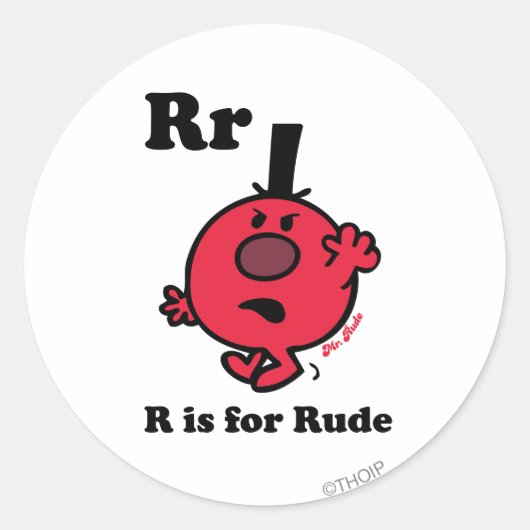 R staat voor Rude Ronde Sticker (Voorkant)