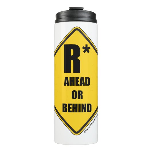 R-ster voor of achter geel diamanten waarschuwings thermosbeker (Voorkant)