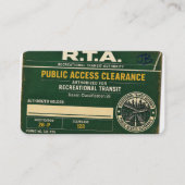 R.T.A. Openbare Toegang Clearance 26P Visitekaartje (Voorkant)
