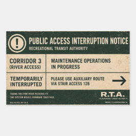 R.T.A. Openbare Toegang Interruptiemeldingsticker Rechthoekige Sticker