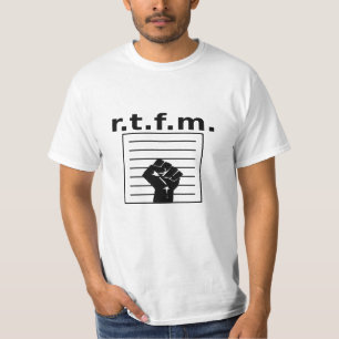 R.T.F.M. Wit Shirt met handleiding en vuist