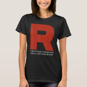 R Team Raket kostuum met motto Go Poke video spel T-shirt