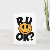 R U Ok Smiley Face Mental Health Design Sticker Kaart (Voorkant)