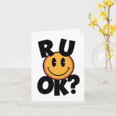R U Ok Smiley Face Mental Health Design Sticker Kaart (Gele Bloem)