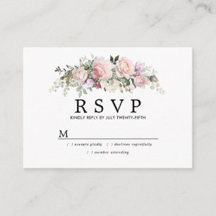 R ustic Blush Pink Floral Sweet 16 Party RSVP Informatiekaartje