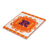 R voor aanpasbaar sinaasappel Retro Tegeltje (Zijkant)
