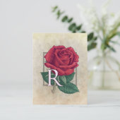 R voor Rozen BloemMonogram Briefkaart (Staand voorkant)