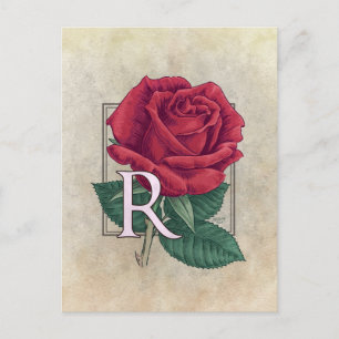R voor Rozen BloemMonogram Briefkaart