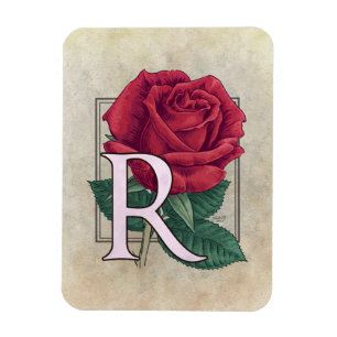 R voor Rozen BloemMonogram Magneet