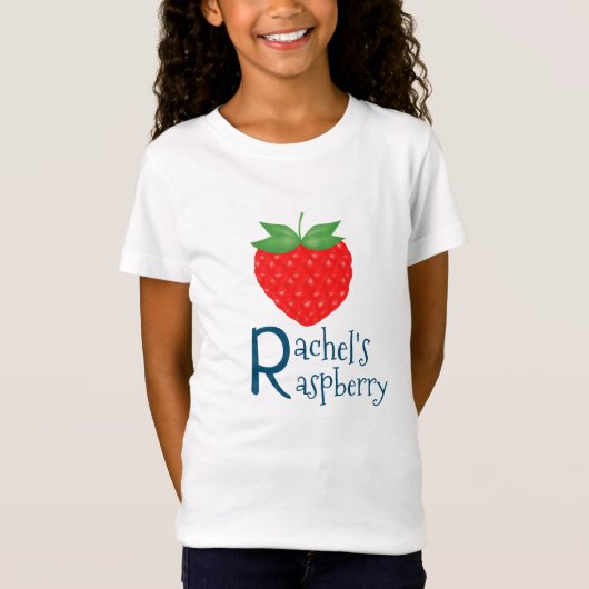 R voor uw Initiaal en frambozenfruit T-shirt (Voorkant)