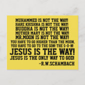 R.W. SCHAMBACH CITEERT, JEZUS IS DE ENIGE WEG BRIEFKAART (Voorkant)
