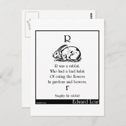 R was een konijn, briefkaart (Voorkant / Achterkant)