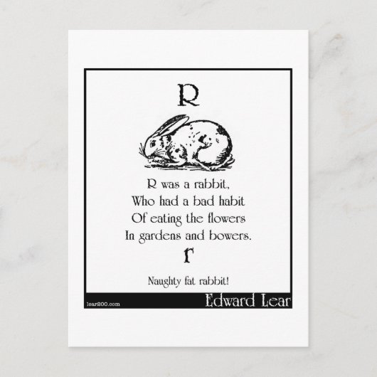 R was een konijn, briefkaart (Voorkant)