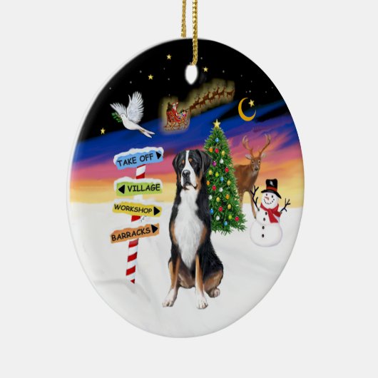 R - Xmas Signs - Greater Swiss Mountain Dog Keramisch Ornament (Rechts)