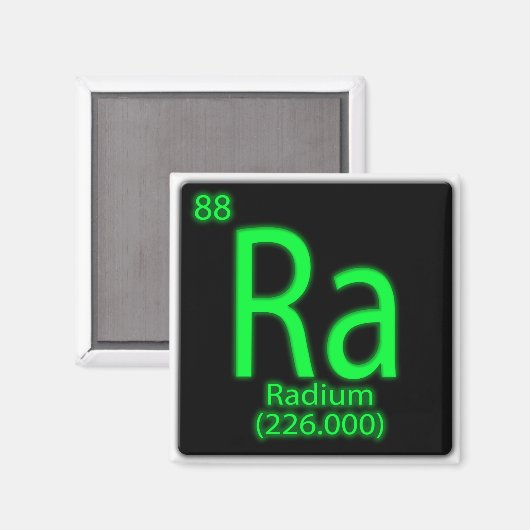 Ra Radium gloeit in het donker. Radium werd gebrui Magneet (Voorkant / Achterkant)