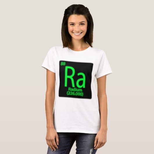 Ra Radium gloeit in het donker. Radium werd gebrui T-shirt (Voorkant volledig)