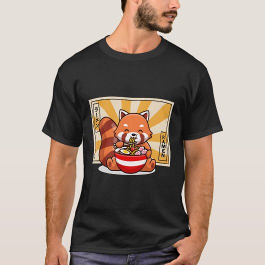 Ra Red Panda Kawaii Anime Japans eten N T-shirt (Voorkant)