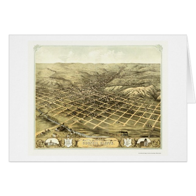 Raad Bluffs, IA Panoramic Map - 1868 (Voorkant Horizontaal)