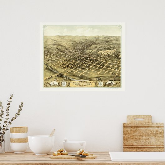 Raad Bluffs, IA Panoramic Map - 1868 Poster (Keuken)