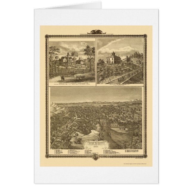 Raad Bluffs, IA Panoramic Map - 1875 (Voorkant)