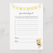 Raad dat Baby Food Game Meisje Teddy Bear Kaart (Voorkant)