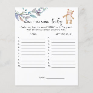 Raad dat liedje Beren babyshower spel