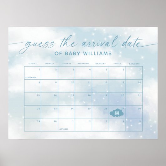 Raad de Aankomstdatum Agenda Cloud 9 Blauw Poster (Voorkant)