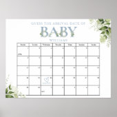 Raad de aankomstdatum GreenGenery Blue Baby shower Poster (Voorkant)
