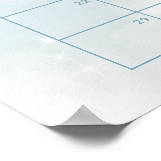 Raad de Aankomstdatum Kalender Cloud 9 Blauw Poster (Hoek)