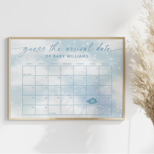 Raad de Aankomstdatum Kalender Cloud 9 Blauw Poster