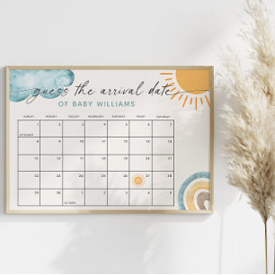 Raad de aankomstdatum Kalender Sunshine thema Poster