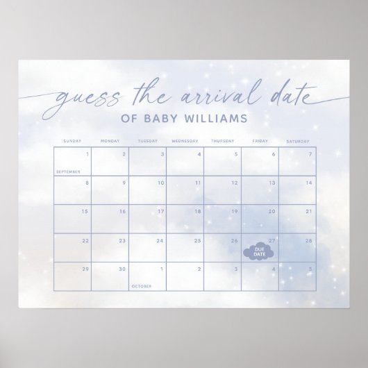Raad de aankomstdatum kalender wolk 9 poster (Voorkant)