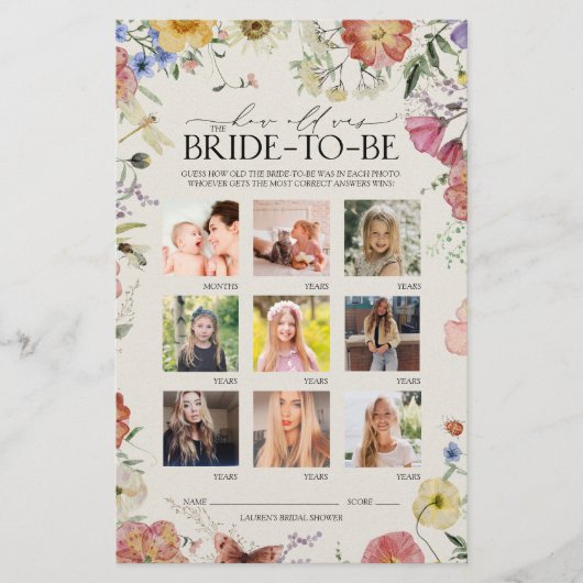 Raad de Age Pressed Floral Vrijgezellenfeest Game (Voorkant)