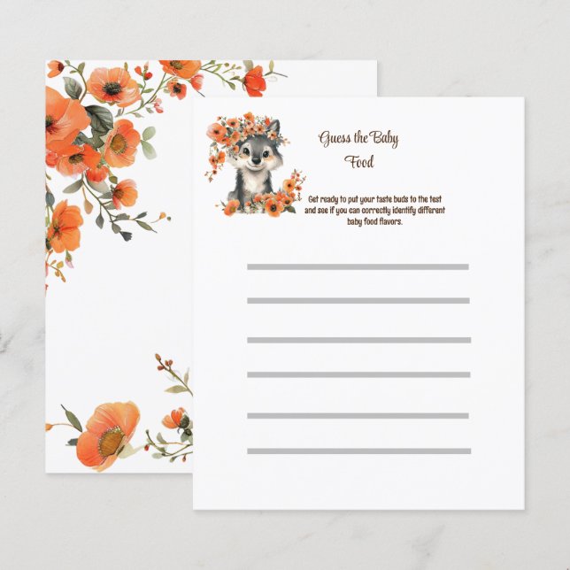 Raad de Baby Food - Baby shower Game (Voorkant / Achterkant)