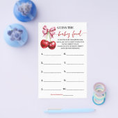 Raad de Baby Food Cherry Baby shower Game Kaart (Enkel)
